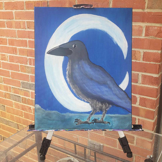 The Crow and the Moon Canvas Painting