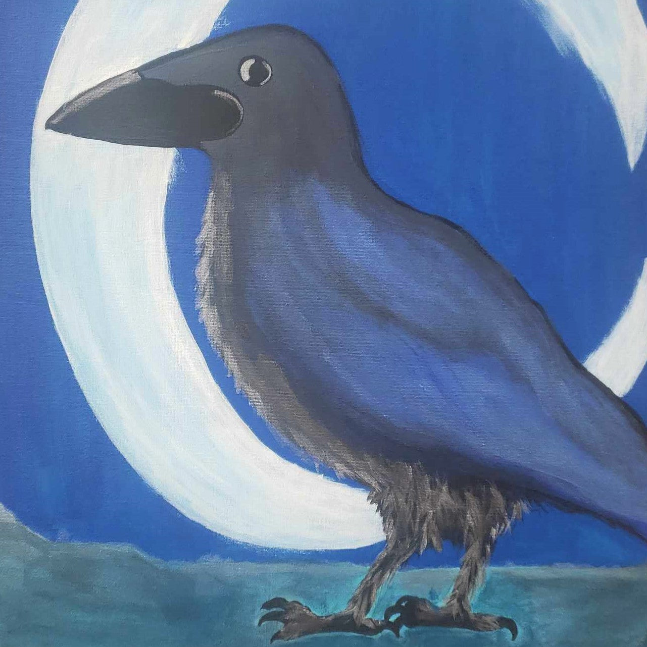 The Crow and the Moon Canvas Painting