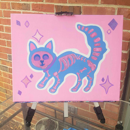 Skele-Kitty Canvas and Prints