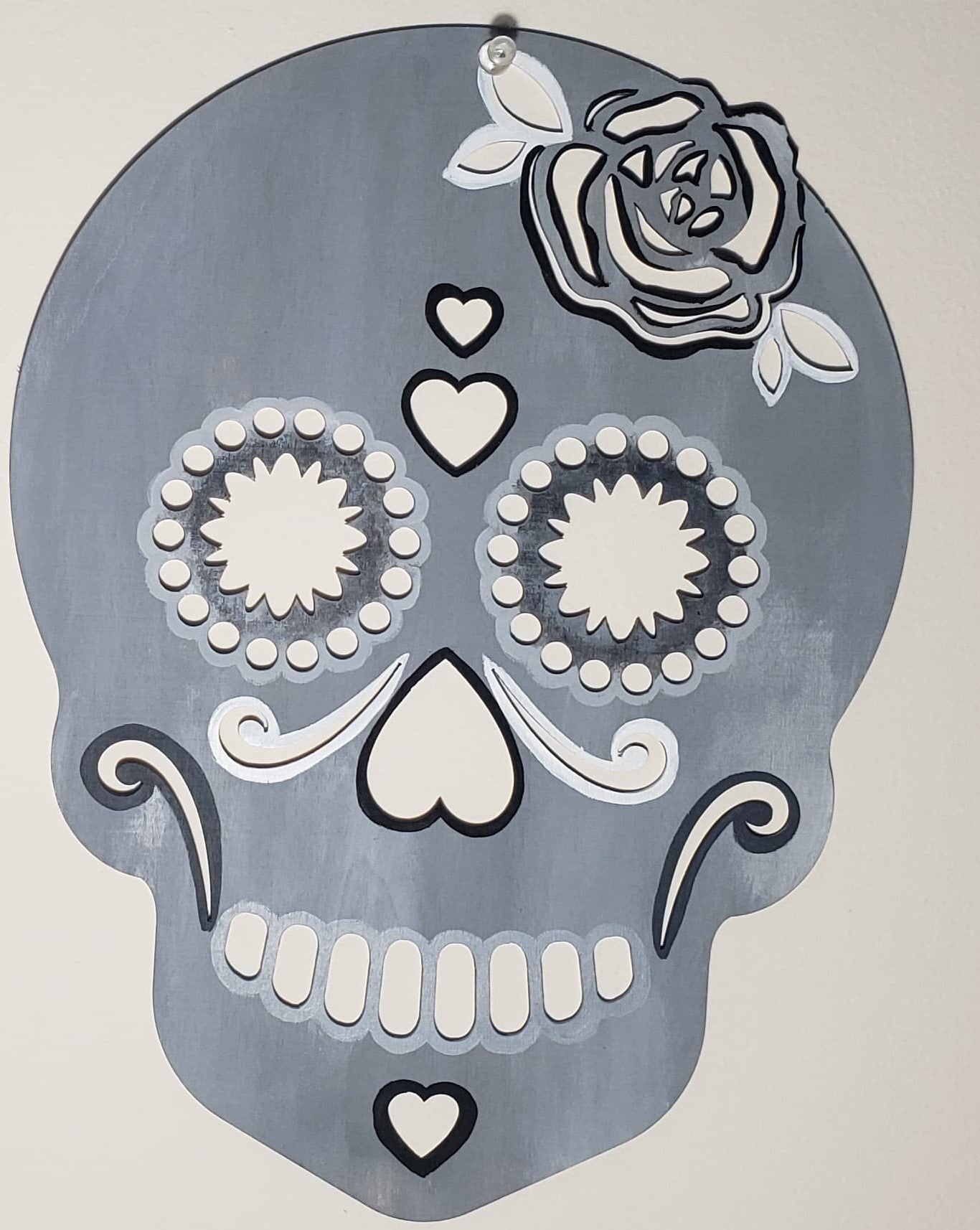 Rose Skull Painted Wall Hangings