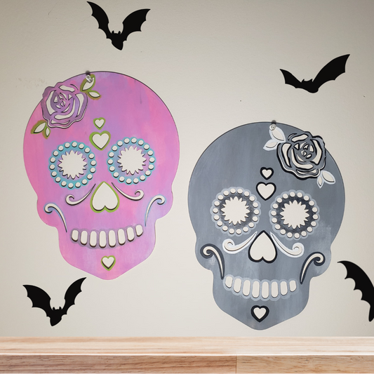 Rose Skull Painted Wall Hangings