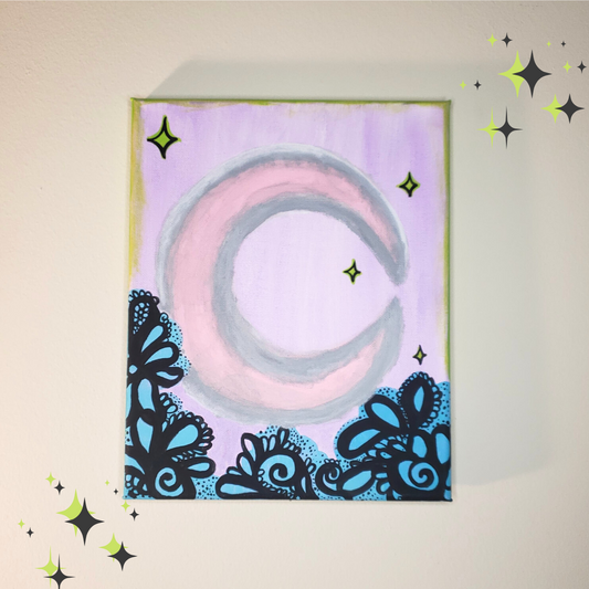 Crescent Whimsy - 8"x10" Canvas Painting